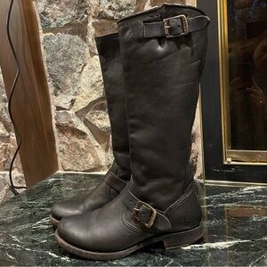 Frye 77605 Veronica Slouch Harness Riding Motorcycle Leather Womens Boots Size 7